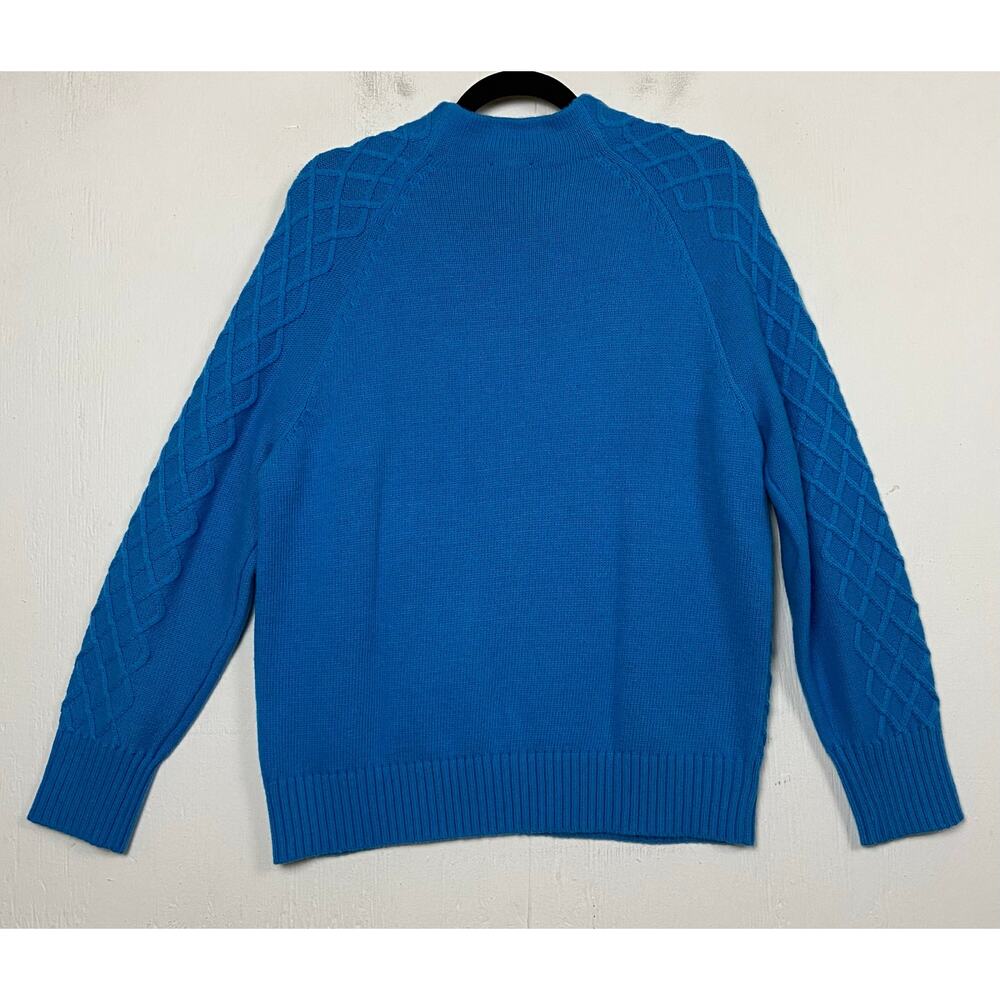 Talbots Women's Blue Mockneck Raglan Sleeve Cable Knit Sweater Size Large NWT - Picture 6 of 12